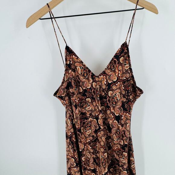 Nili Lotan x Target Brown Paisley Slip Midi Dress Women’s Size Large - Picture 5 of 11